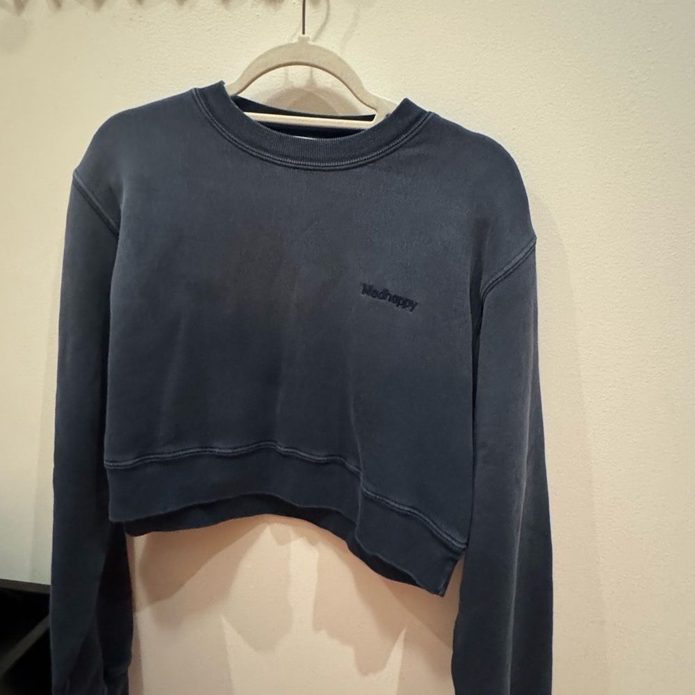 Madhappy Navy Blue Cropped Crewneck - Size S